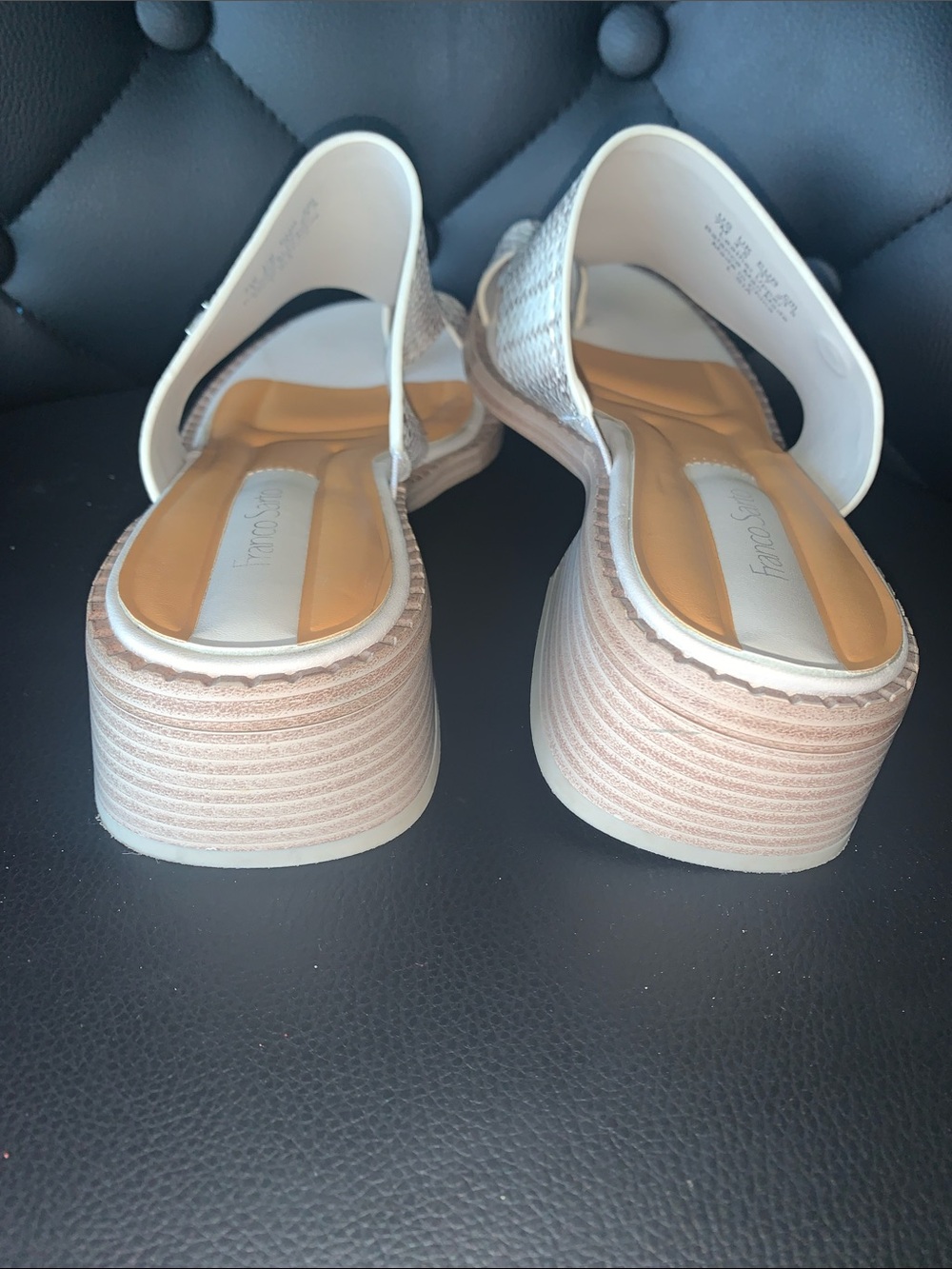 Franco Sarto Metallic Silver Snake-Print Slide Sandals - Picture 4 of 8
